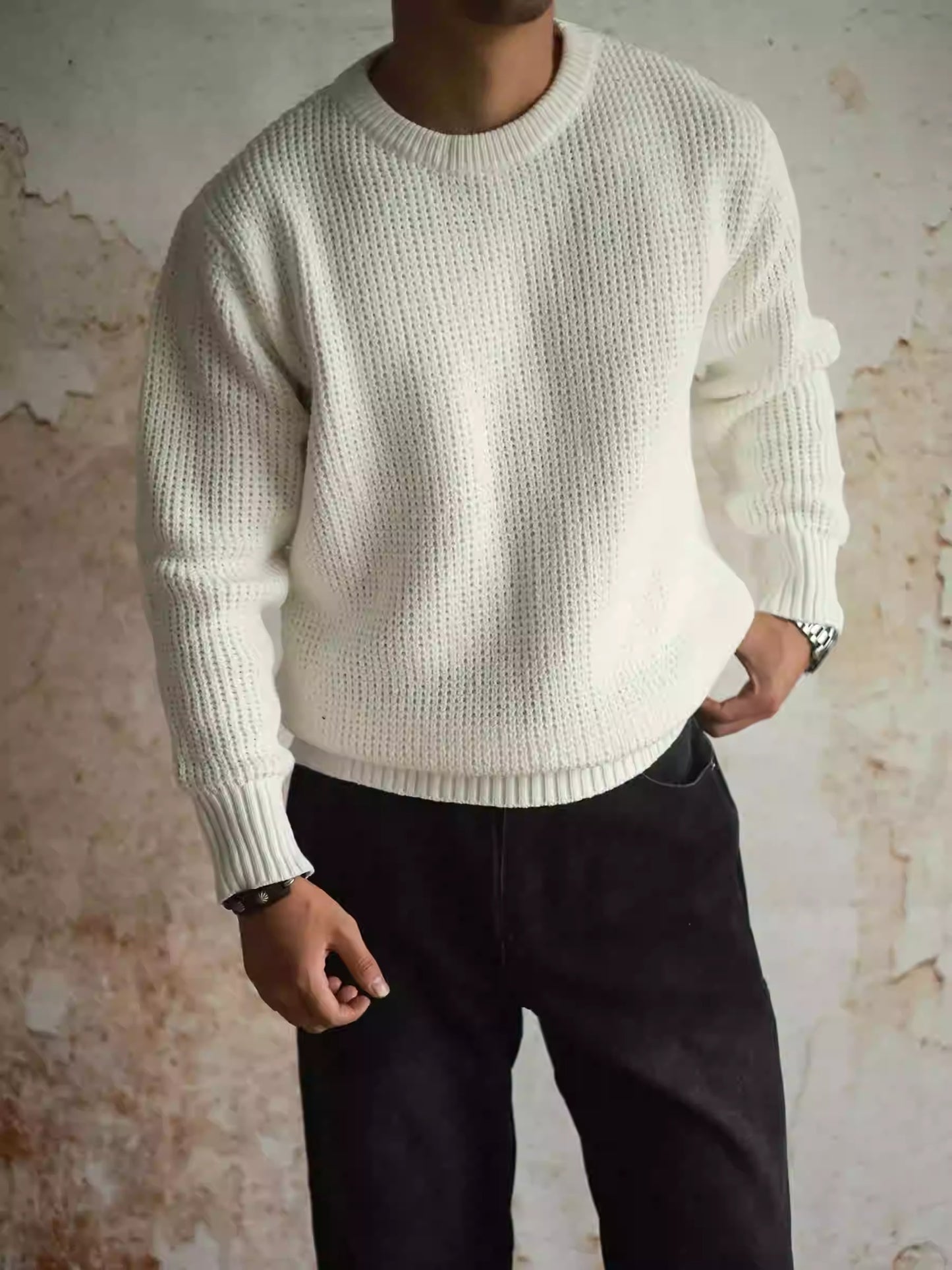 Pullover Crew Neck Sweater Men's Loose