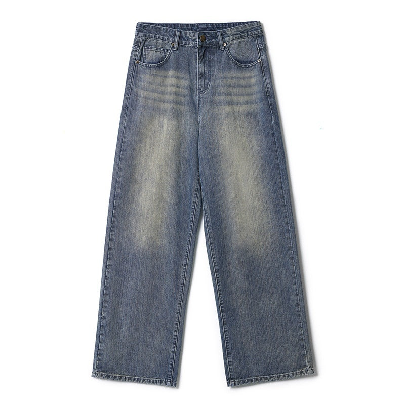 Men's Worn Looking Washed-out Loose Straight All-matching Jeans