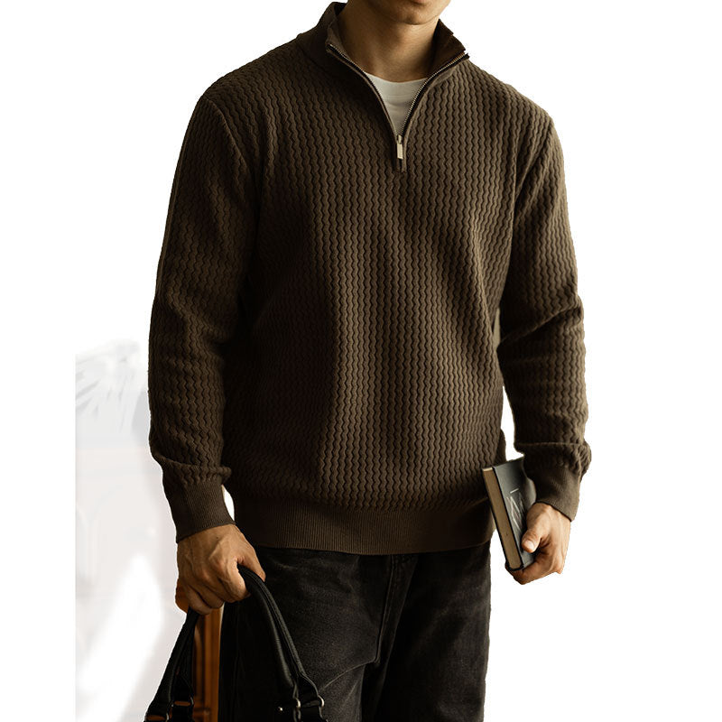 Turtleneck Zipper Sweater Men's Coat Thick Long Sleeve