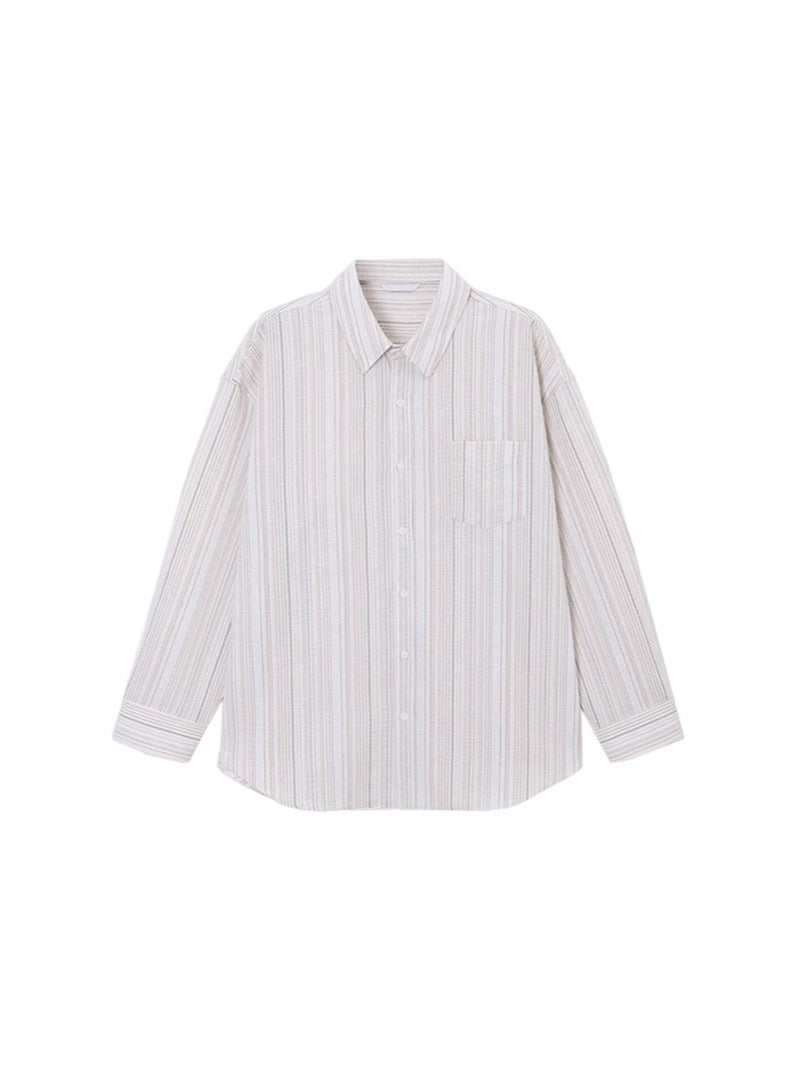 Striped Long Sleeve Men's Early Autumn Texture Shirt