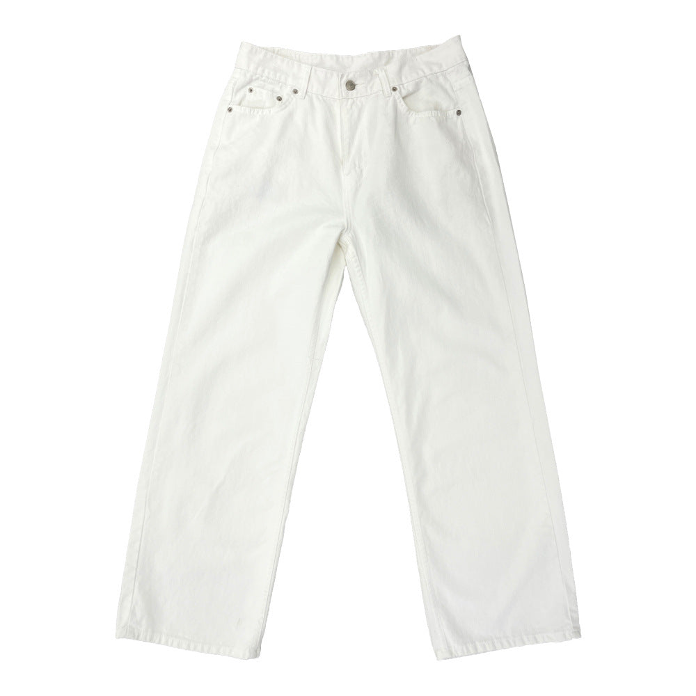 Men's Summer Pure White Loose Straight Jeans