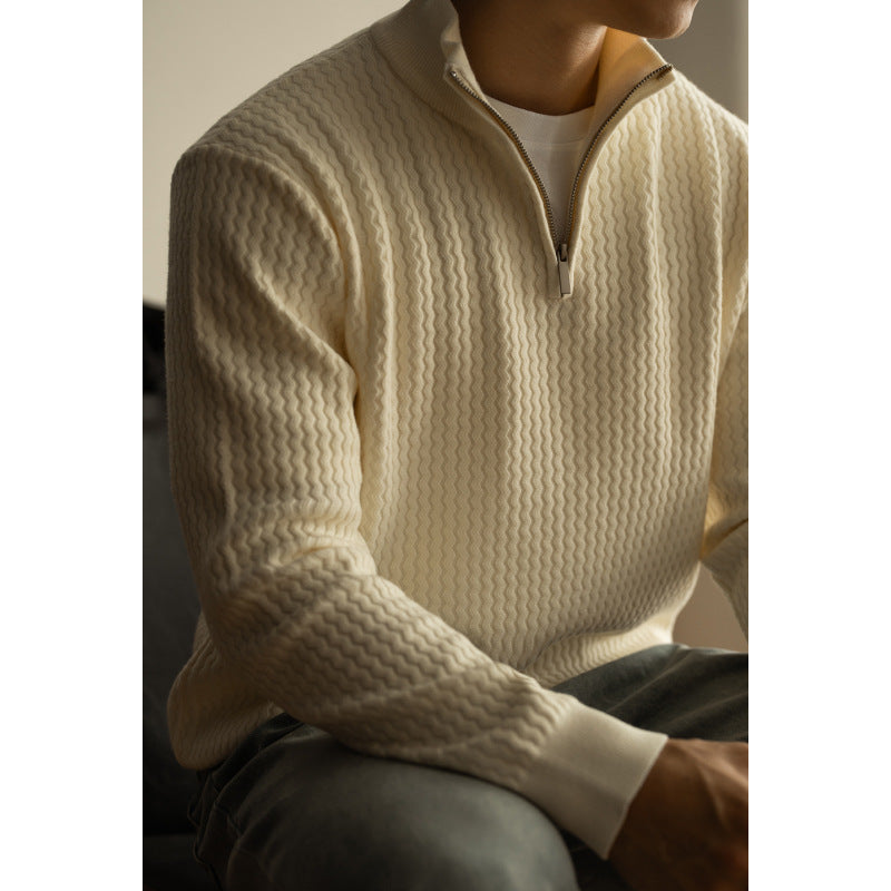 Turtleneck Zipper Sweater Men's Coat Thick Long Sleeve