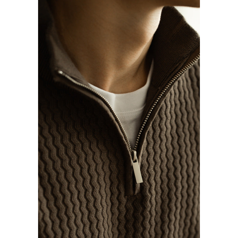 Turtleneck Zipper Sweater Men's Coat Thick Long Sleeve