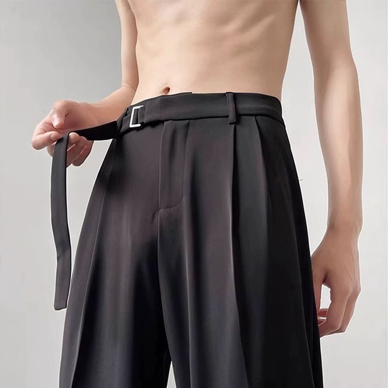 High Street Pu Shuai Black Wide Leg Pants