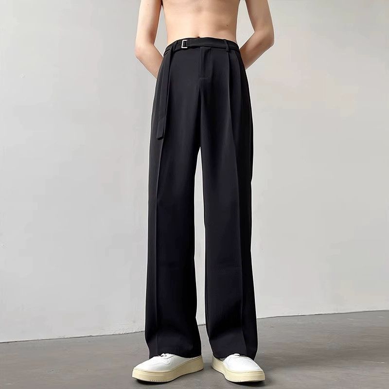 High Street Pu Shuai Black Wide Leg Pants